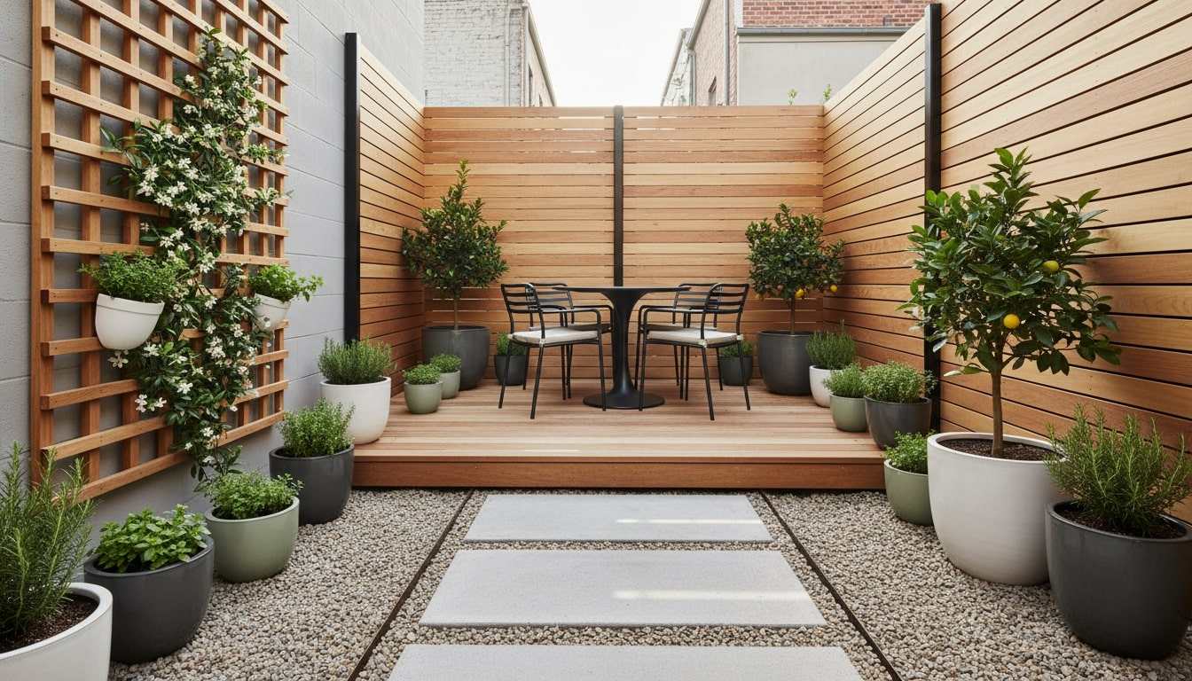 Small-Space Vertical Garden With Bistro Dining.