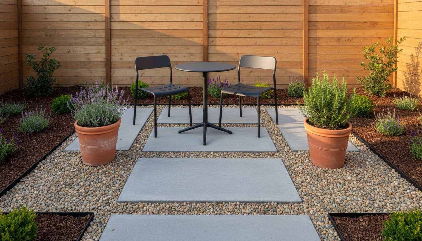 Budget-Friendly Pea Gravel Patio With Stepping Stones.