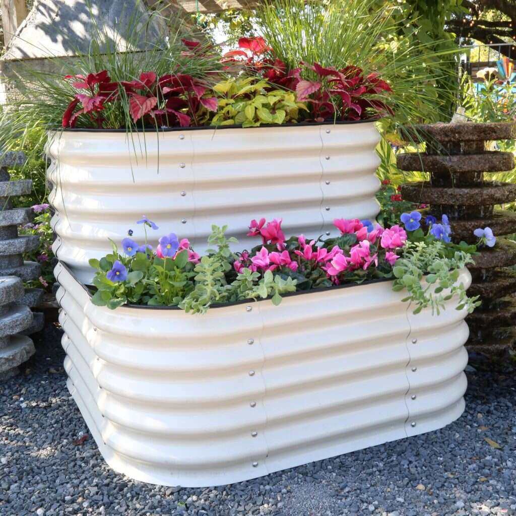 An image of a white dual garden bed.