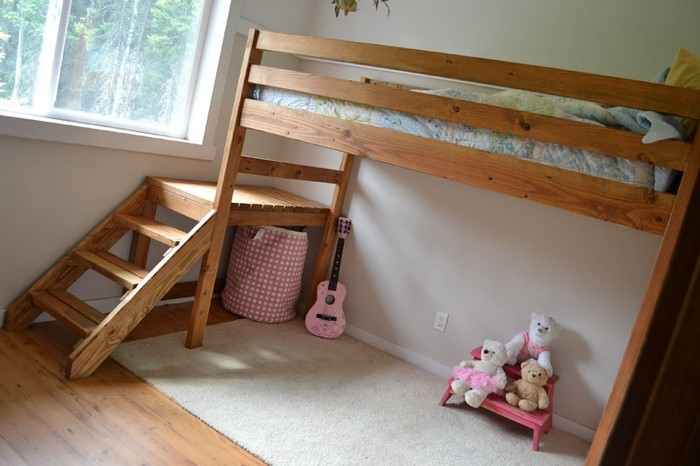DIY loft bed with stair