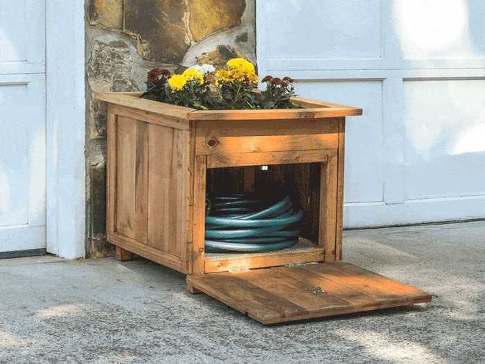 Garden Hose Storage with Planter