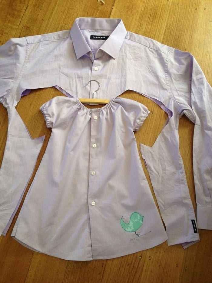 Men's shirt turned into a girl's dress