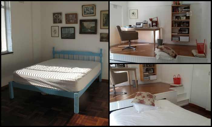 Pull-out bed under platform