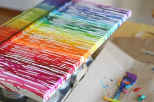 Melted crayon rainbow art