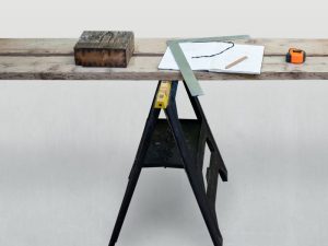 An image of a folding sawhorse for an article about folding sawhorse plans.