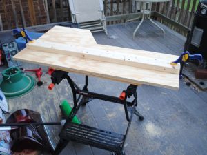 An image of a homemade shooting bench being made.