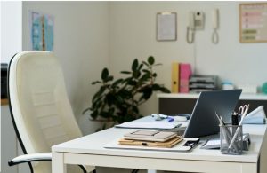 An image of a home office for an article about home office organization.