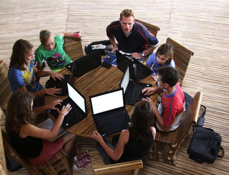 Bamboo desks, chairs, floors and walls!
