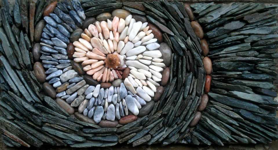 Slate and pebble mosaic