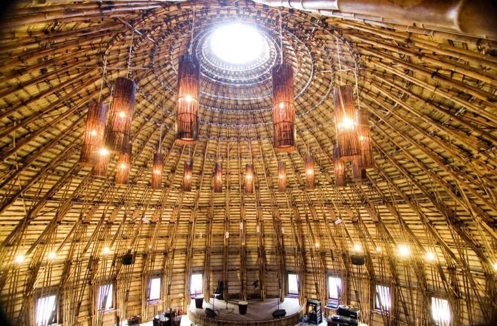 This shot is from the upper level looking down. What... no steel? Bamboo does not need any reinforcing. Weight for weight, it's much stronger than steel yet is flexible!