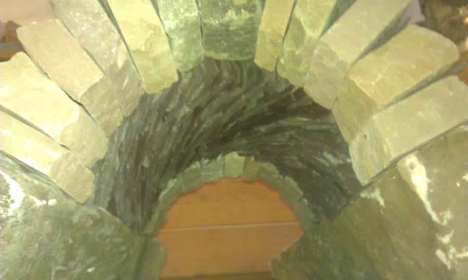 A part model of the 'portal', the future sculpture would be a walk in tunnel with a 360 degree of spiralling flowing stone