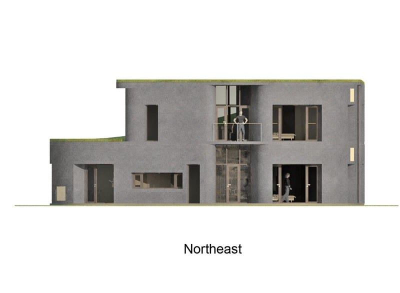 Stone and green - Northeast Elevation