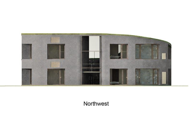 Stone and green - Northwest Elevation