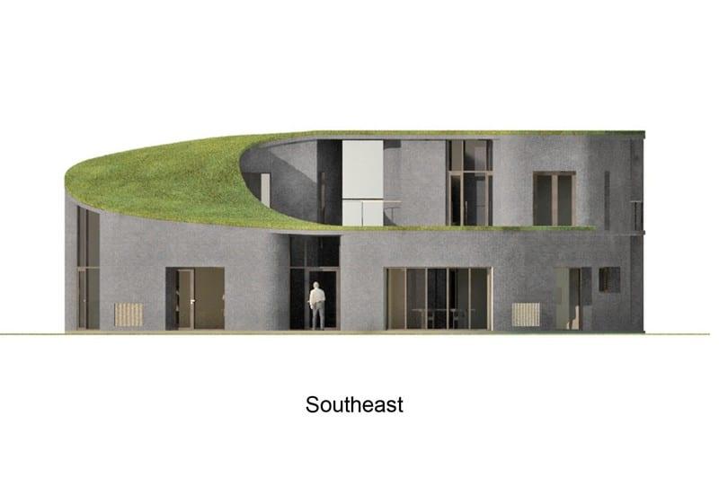 Stone and green - Southeast Elevation