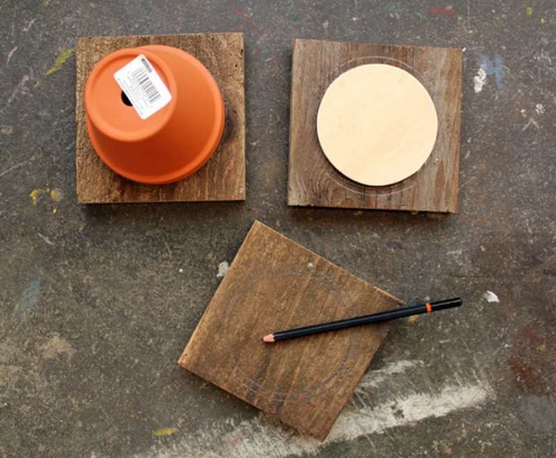 DIY Tiered Hanging Pots - Marking the Hole