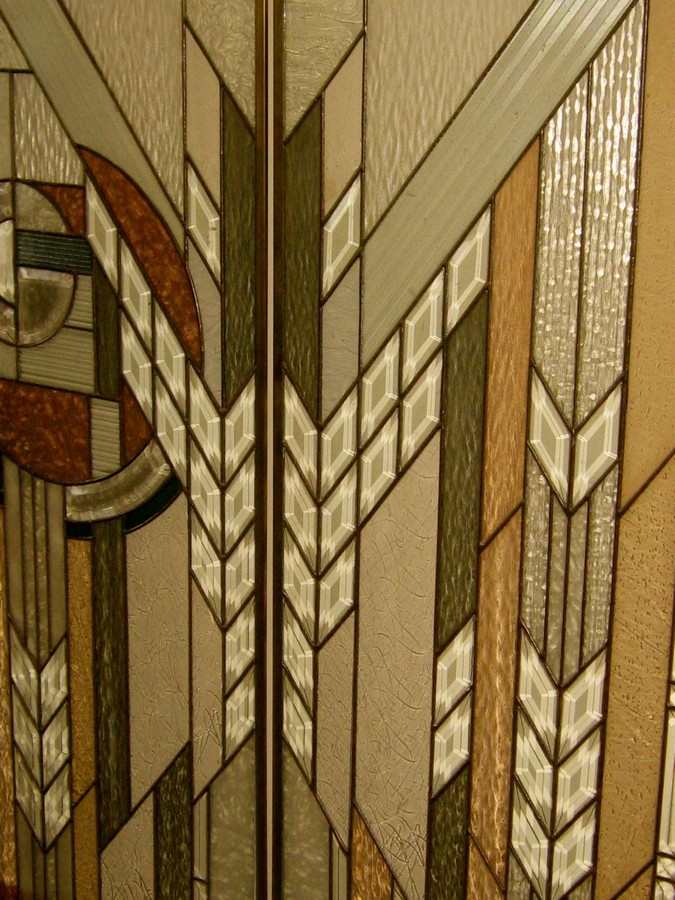 Frank Lloyd Wright Inspired with custom and stock bevelled glass.