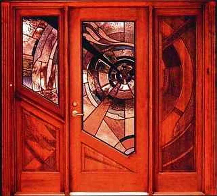 Mahogany entrance with carving. Commissioned for Private Residence.