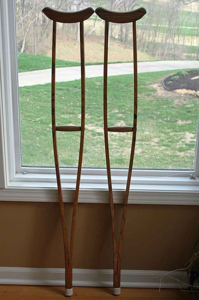 DIY Vintage Crutches Shelf