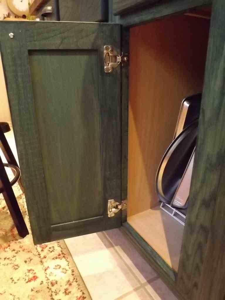 DIY Kitchen Island Cabinet - Staining green