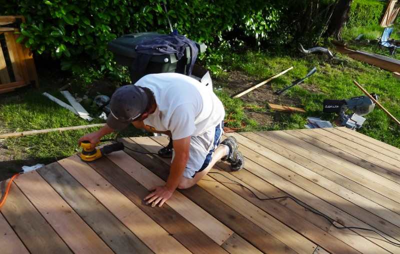 DIY Platform Deck - Sanding