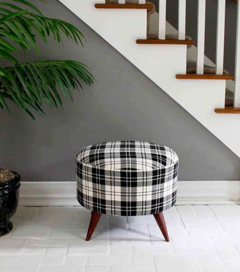 DIY Salvaged Spool Ottoman - Finished  Salvaged Spool Ottoman