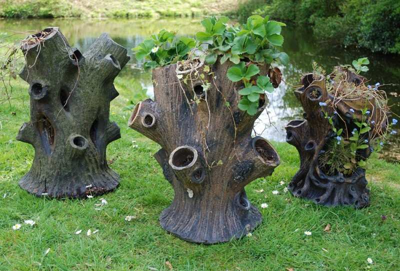 Salt Glaze Tree Stump Planters - LVS Decorative Arts