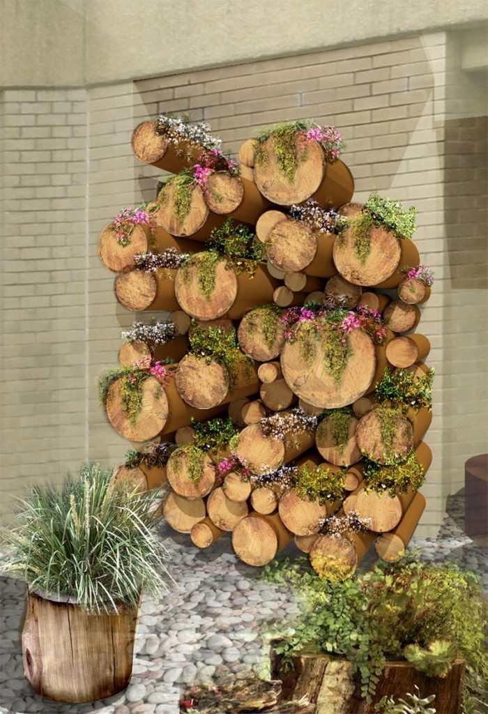 Log Planter Green Wall - Southern Health Healing Garden