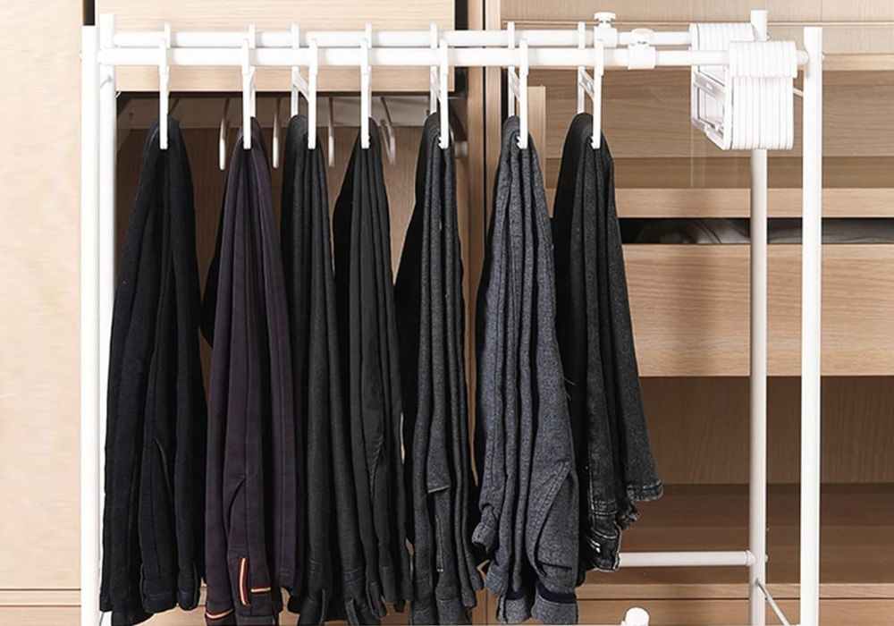 An image of a pants trolley for home use.