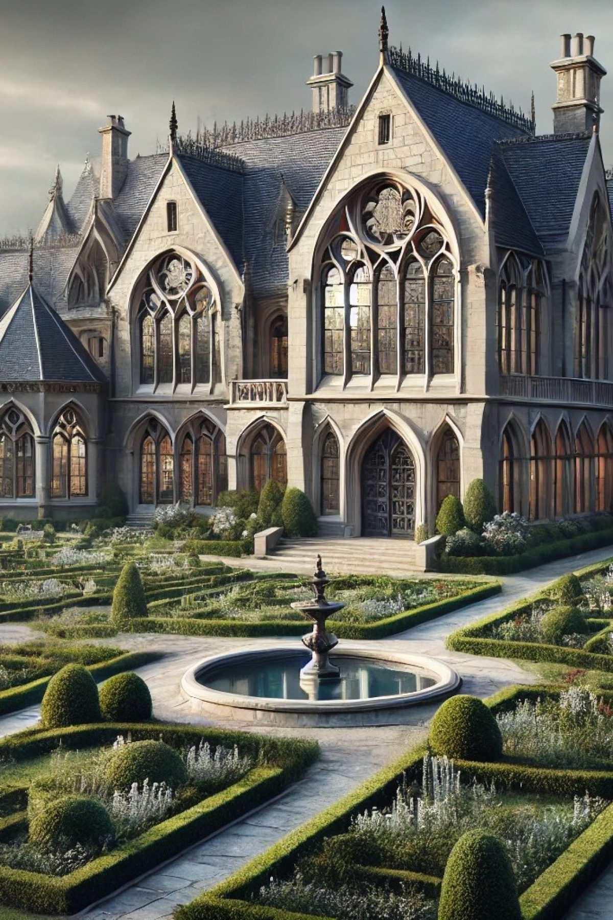 An-exterior-view-of-a-grand-home-designed-in-the-Castlecore-aesthetic-surrounded-by-extensive-formal-gardens.